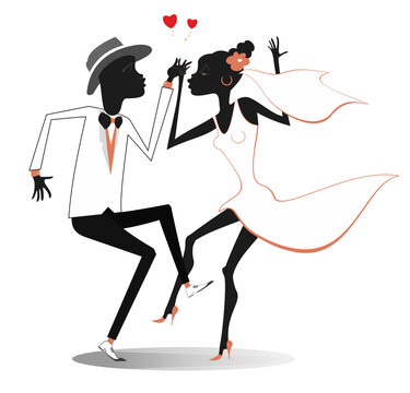 African people. Wedding ceremony. Romantic dancing married wedding African-American couple
