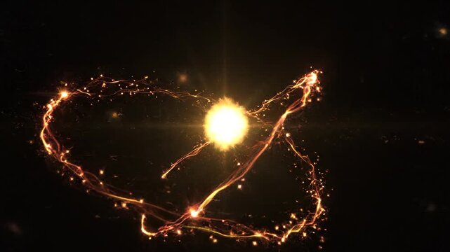 Abstract golden light energy explosion. Swirling luminous particle trail, bright lens flare. Dynamic sparkling infinity spark motion effect for logo reveal, futuristic magic power burst, luxury effect