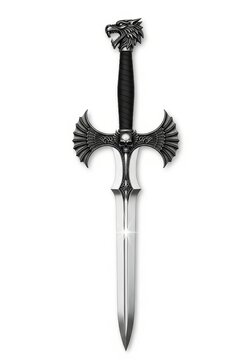 Fantasy Dagger with Wolf Head Pommel and Skull Crossguard Isolated on White Background for Gaming and Cosplay