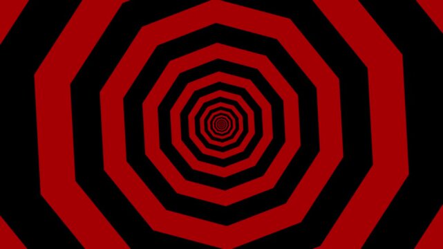 A mesmerizing video showcasing a red and black geometric pattern forming a spiral shape in a video about optical illusions