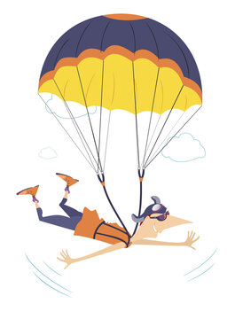 Skydiving. Skydiver man derives enjoyment from a jumping
