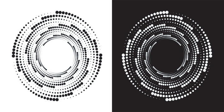 Dotted gradient circle. Halftone effect circular dotted frame. Progress round loader. Half tone circle. vector illustration