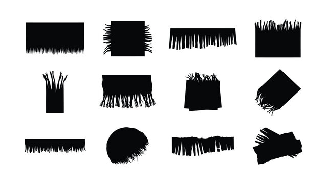 Black fringe fabric textures and shapes collection