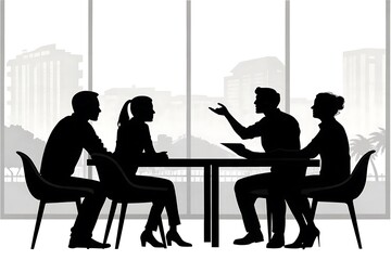 Fototapeta premium Four people having a business meeting around a table