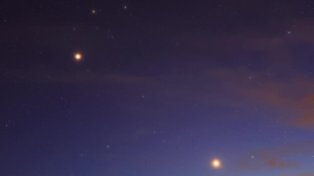 Constellations and Milky Way stars on a dark countryside skies. Time-lapse video.
