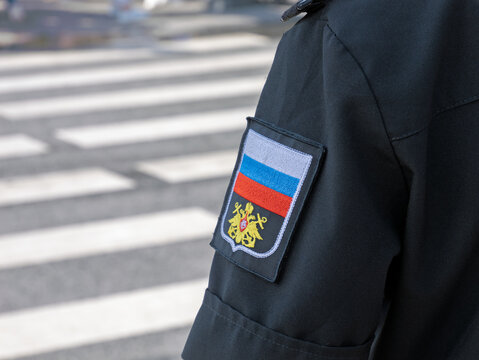 Russian Symbolic Patch on Uniform Worn by Law Enforcement Official