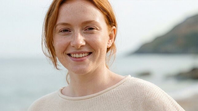 Smiling Young Irish Woman with Radiant Healthy Skin