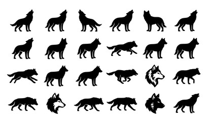 Obraz premium Wolf Silhouette Logo Vector Black Wildlife Collection