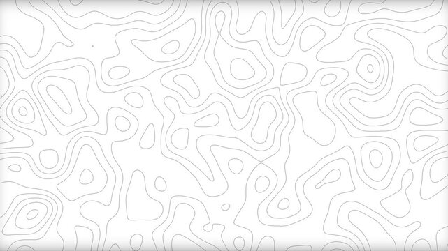 Abstract Flowing Topographic Contour Lines Animation on Black Background with Alpha Channel | Seamless Terrain Elevation Map Loop