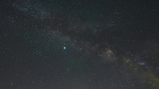 Constellations and Milky Way stars on a dark countryside skies. Time-lapse video.