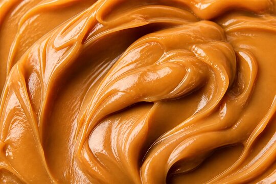 Creamy peanut butter swirled texture in close up composition