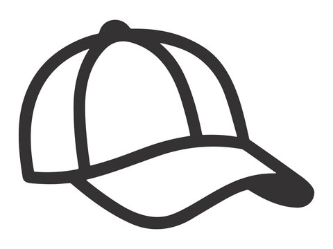 Black baseball cap outline icon