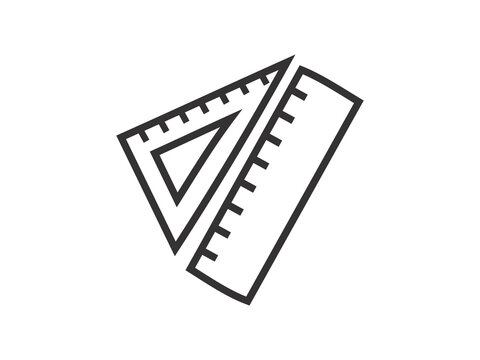 Ruler and set square icon for geometry and measurement