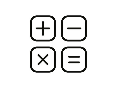 Basic math symbols plus minus multiply divide icon set