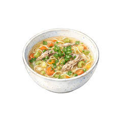 Fototapeta premium A delicious bowl of warm chicken noodle soup isolated on transparent background