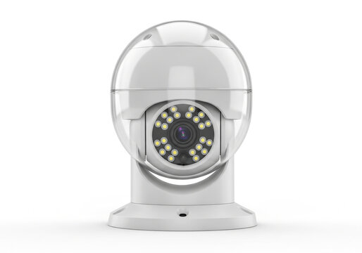 Modern white security camera for home and office surveillance