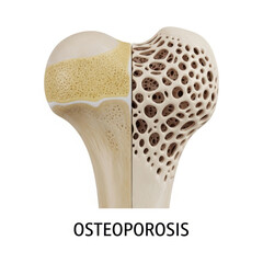 Fototapeta premium Osteoporosis bone tissue healthy and porous bone comparison medical illustration