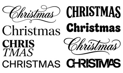 Fototapeta premium Christmas Typography Collection with Hand Lettering Script and Bold Holiday Text Designs