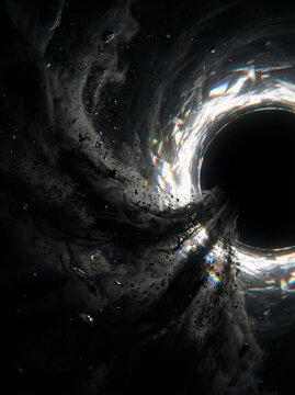 Abstract swirling black hole in deep space