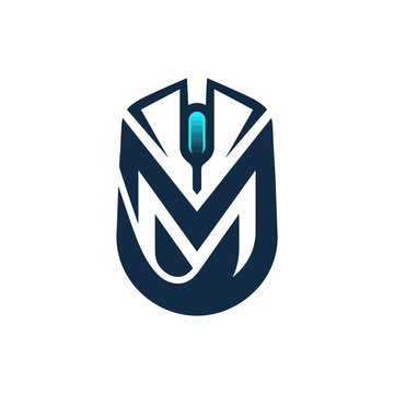 A modern gaming mouse logo design featuring an integrated letter M shape.