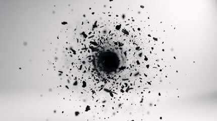 Obraz premium Explosion of dark particles in swirling motion
