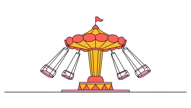 Colorful swing carousel ride for amusement park isolated on white background Vector, illustration