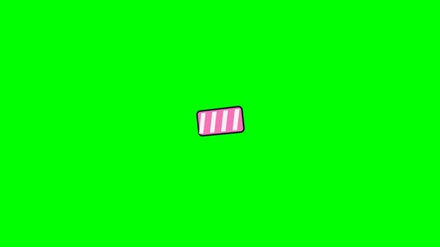 Animated Pink Striped Rectangular Box Icon on Green Screen Background.