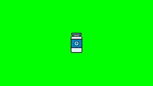 Animated Pill Bottle Icon with Green Screen Background for Medical Projects.