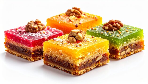 traditional middle eastern turkish delight candy squares with nuts