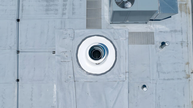 Commercial flat roof HVAC penetration|Rooftop ventilation pipe flashing detail|Industrial TPO roofing membrane installation|Roof vent weatherproofing maintenance
