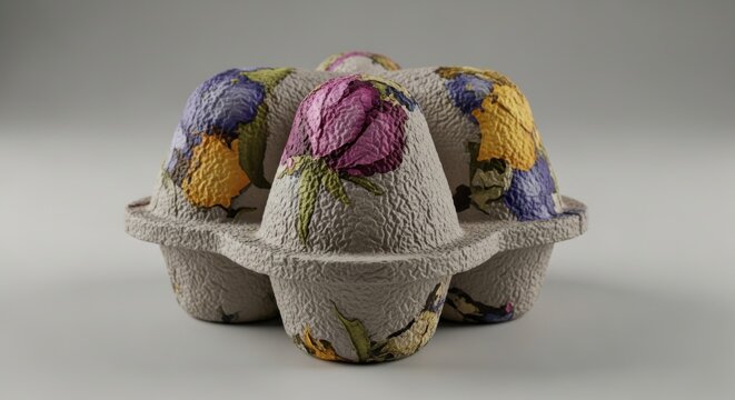 Hand-Decorated Floral Egg Carton for Easter Celebrations