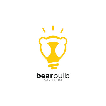 Bear Bulb Logo Idea Symbol.