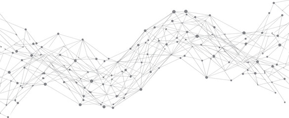 Obraz premium Abstract digital network wave, futuristic plexus connection background, grey geometric line art vector for technology and science