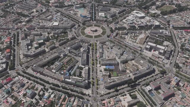 Tekes Bagua city with no traffic lights in Ili, Xinjiang, China.