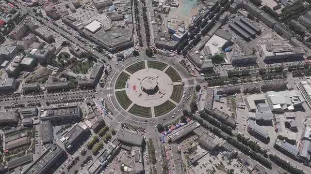 Tekes Bagua city with no traffic lights in Ili, Xinjiang, China.