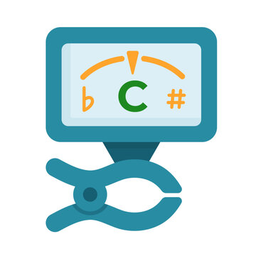 Clip On Guitar Tuner Clipart Flat Vector Illustration, Logo and Icon