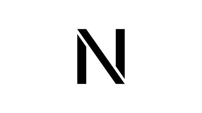 Minimalist black letter n logo design with diagonal stripe element