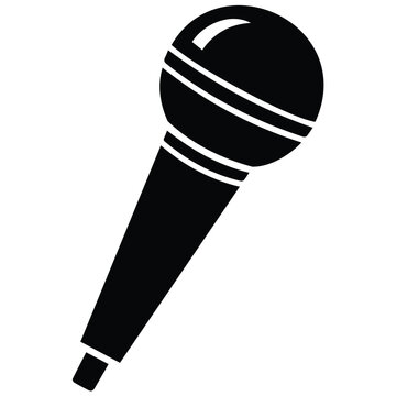 Microphone icon vector illustration, singing and public speaking silhouette line art.