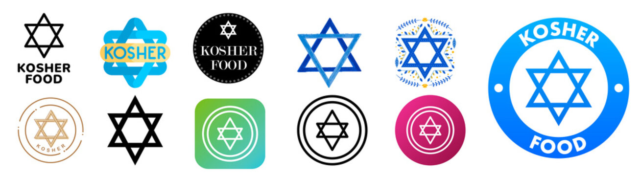 Kosher Food Badge Collection PNG &ndash; Kosher Certified Labels, Star of David Icons, Jewish Food Certification Badges