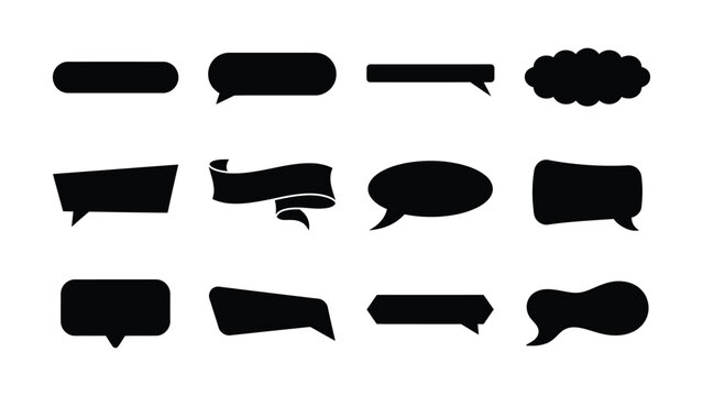 Black speech thought bubble and quote icons set