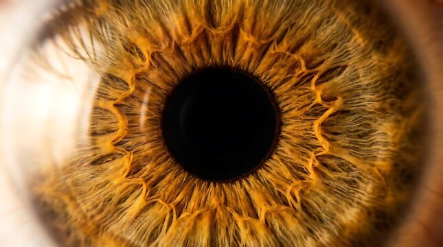 Amber human eye iris closeup