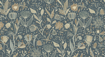 Seamless floral pattern Scandinavian style vector design © Lola