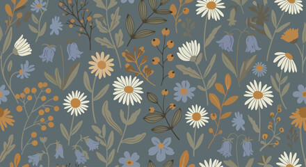 Colorful seamless floral pattern Scandinavian style background © Lola