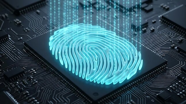 Digital fingerprint on circuit board with binary code