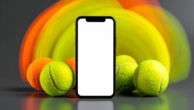 Vibrant Tech and Sports Scene with Smartphone and Tennis Balls