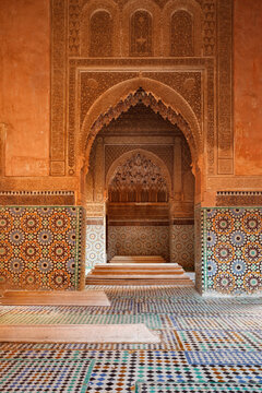 Decorative Moroccan tile and archway doors