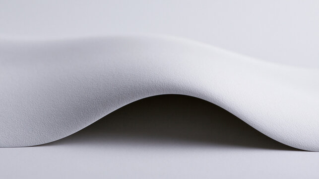 Abstract White Curved Material Surface with Soft Shadow