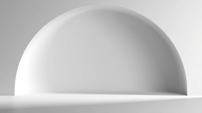Minimalist White Podium Background with Arch for Product Display
