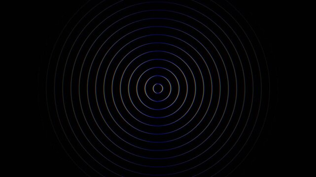 Abstract concentric rings with chromatic aberration effect pulsing on black background