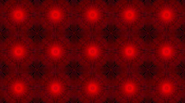 Abstract red glowing circle pattern on a dark background, with repeating radial lines and a geometric tiled design. Strong contrast creates a bold, modern and energetic look.